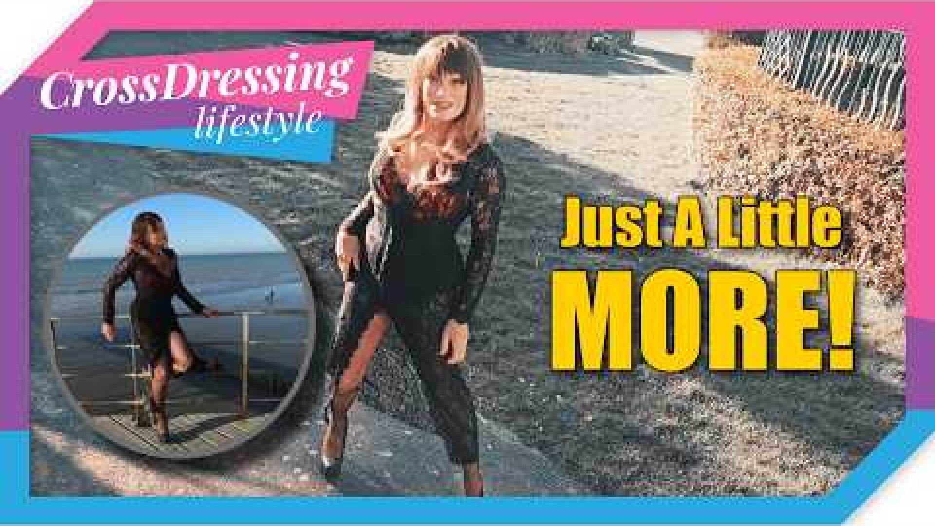 Crossdressing in a long transparent dress in glorious sunshine